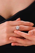 14K White Gold Plated 925 Sterling Silver Daisy Spinner Ring