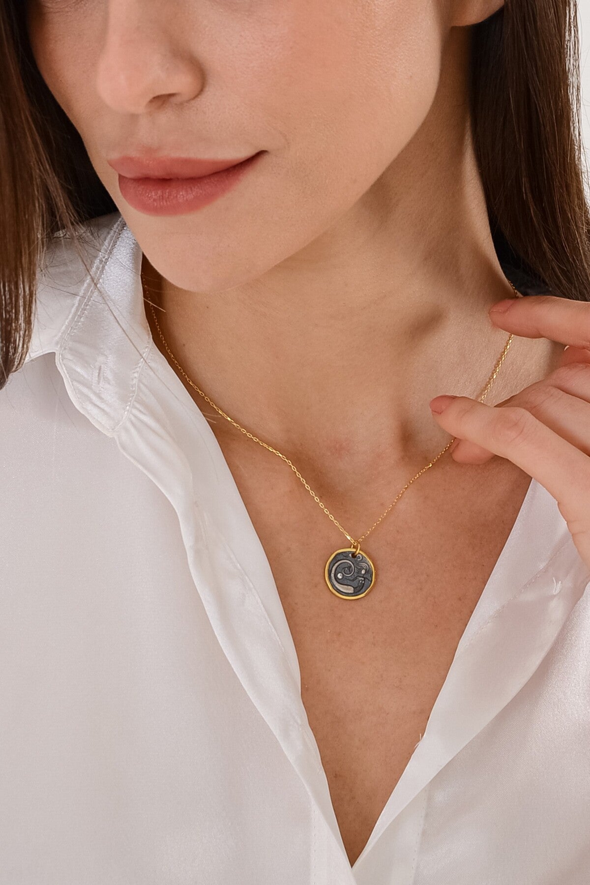 14K Gold Plated 925 Sterling Silver Antique Mermaid Necklace