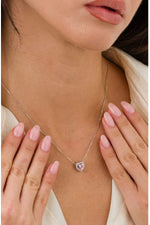 14K White Gold Plated 925 Sterling Silver Pink Quartz Heart Necklace - Shipped in Illuminated Box