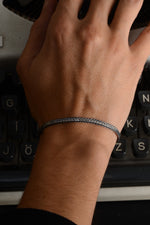 925 Sterling Silver Oxidized Foxtail Domed Bracelet