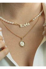 14 K Gold Kaplama 925 Ayar Gümüş Organik İnci Choker İsim Kolye