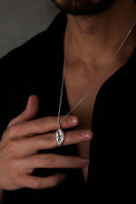 925 Sterling Silver Matte Oxidized Petroglyph Gourmet Oval Necklace