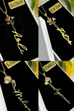 14K Gold Plated 925 Sterling Silver Birth Month Flower Name Necklace