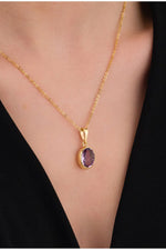 14K Gold Plated 925 Sterling Silver Ultra Clean Faceted Natural Amethyst Necklace