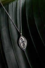925 Sterling Silver Matte Oxidized Petroglyph Gourmet Oval Necklace