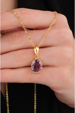 14K Gold Plated 925 Sterling Silver Ultra Clean Faceted Natural Amethyst Necklace