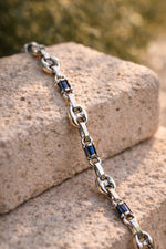 925 Sterling Silver Sapphire Mariner Bracelet