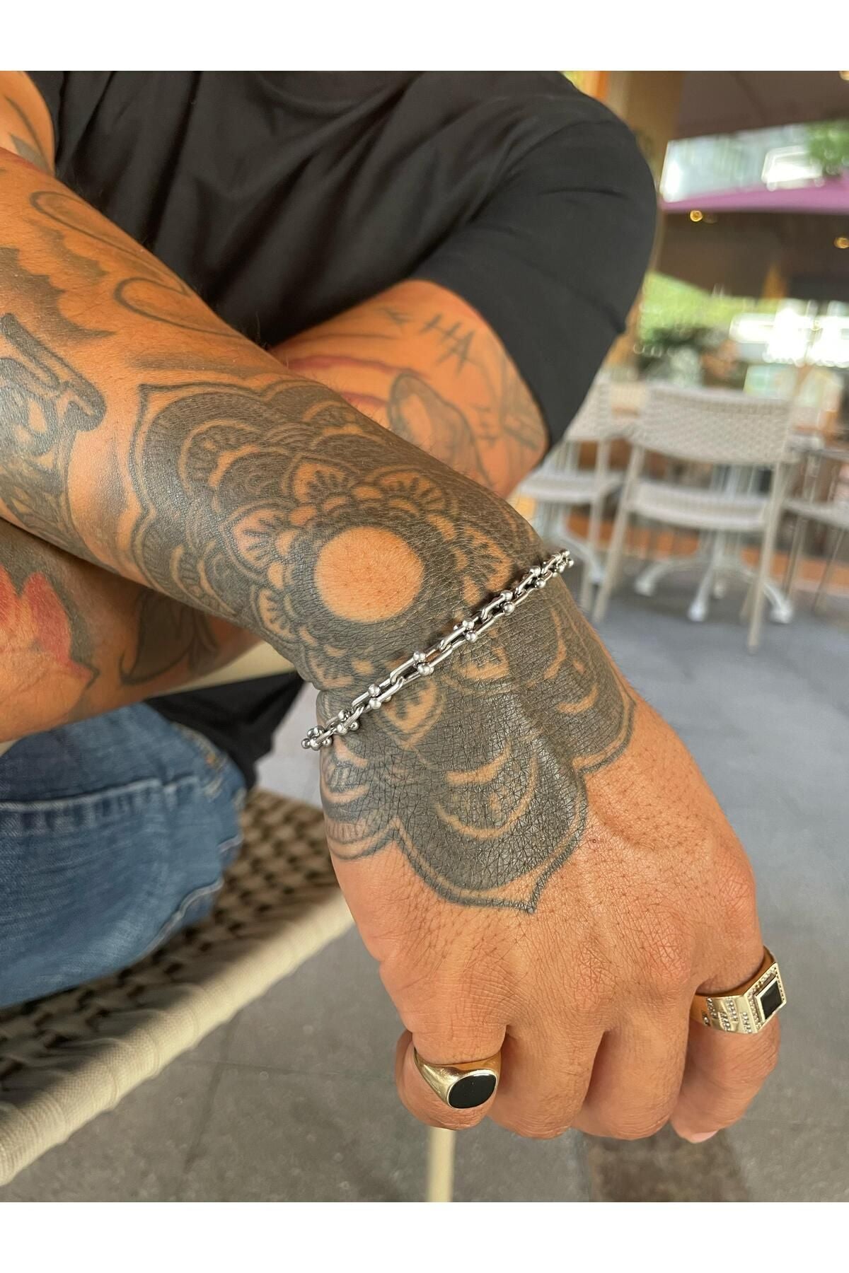 14 K White Gold Kaplama 925 Ayar Gümüş Tiff Bileklik