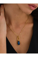 14 K Gold Kaplama 925 Ayar Gümüş Doğal Labradorite Kolye