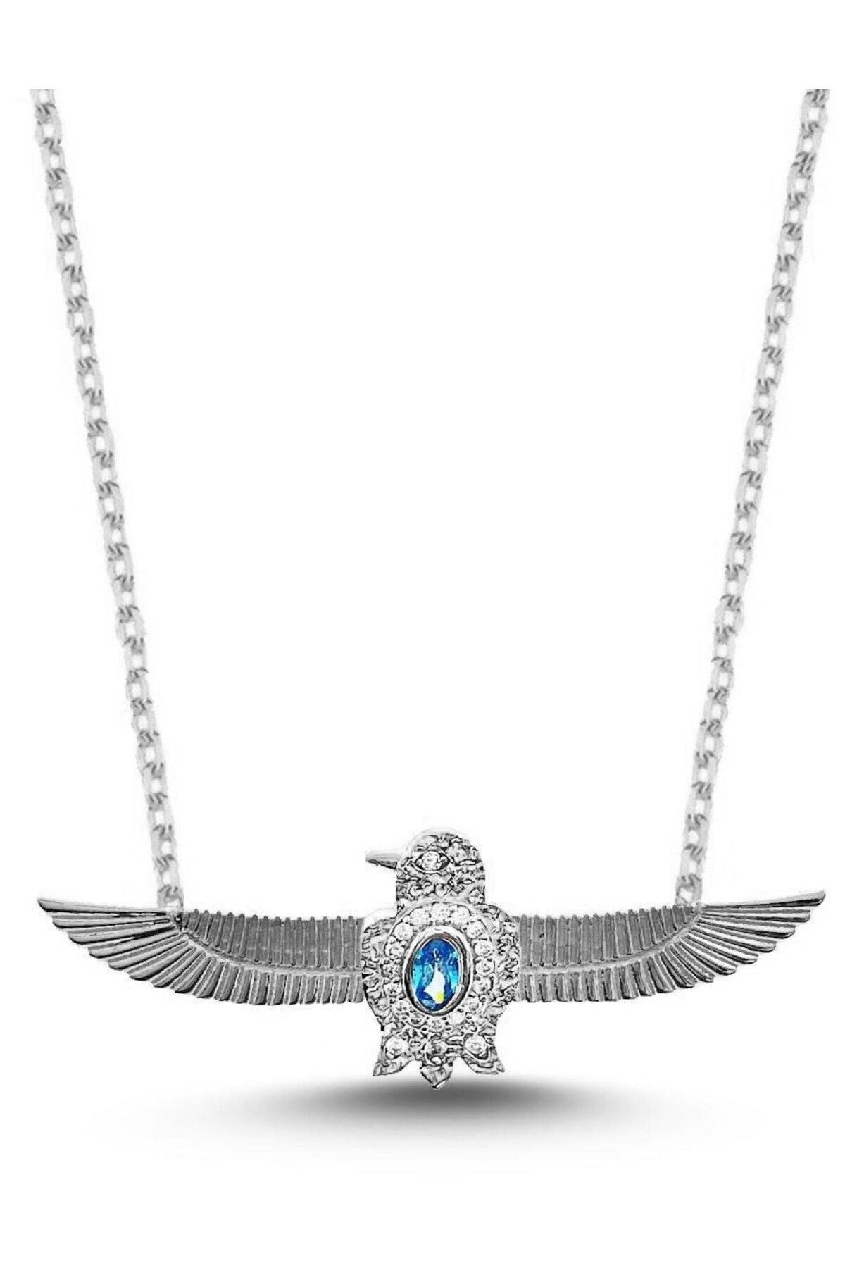 14K White Gold Plated 925 Sterling Silver Aquamarine Combination Necklace
