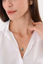 14 K Gold Kaplama 925 Ayar Gümüş Antik Lotus Kolye