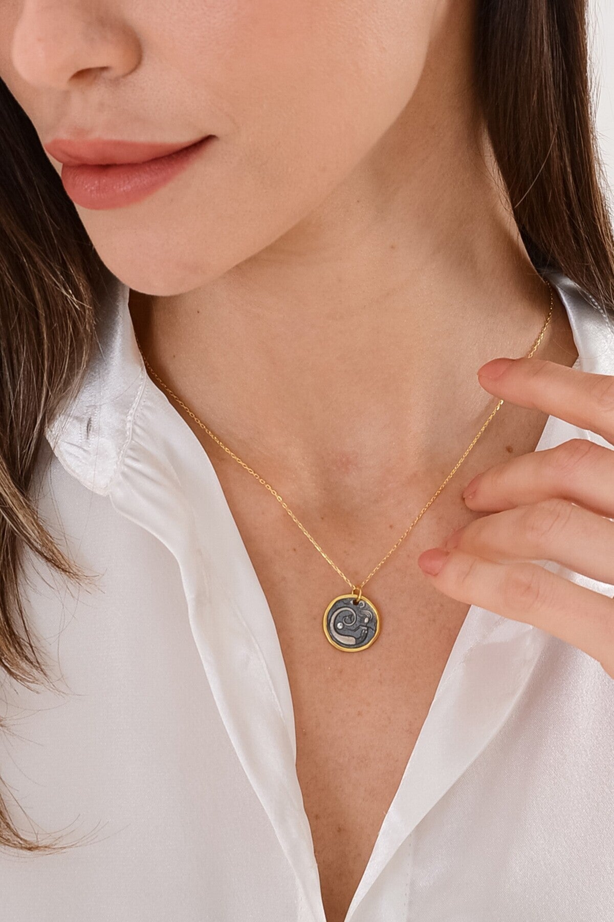 14K Gold Plated 925 Sterling Silver Antique Mermaid Necklace