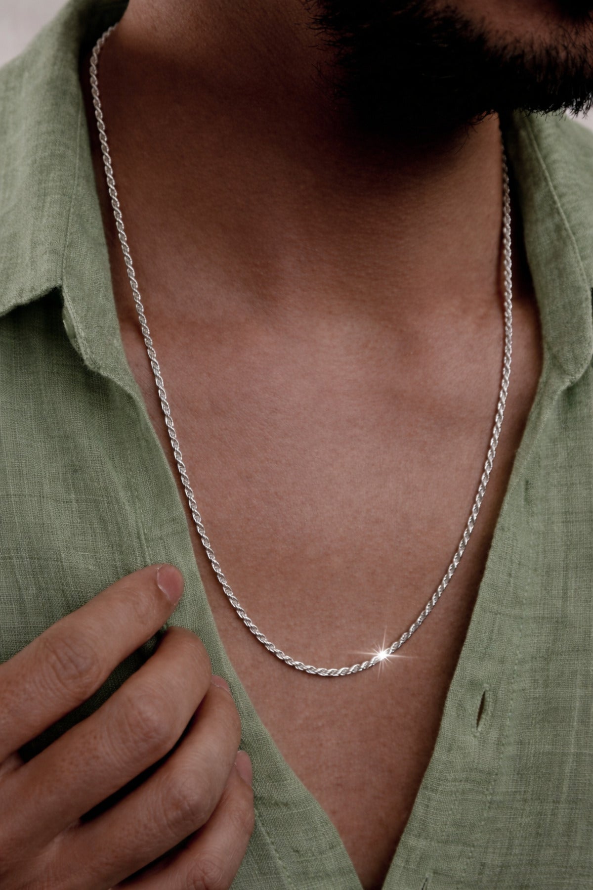 925 Sterling Silver Old Money Pen Burma Rope Necklace