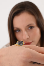 14K Gold Plated 925 Sterling Silver Antique Olive Leaf Ring