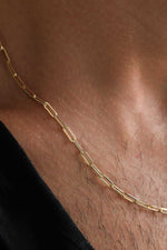 14K Gold Plated 925 Sterling Silver Old Money Paperclip Necklace