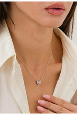 14K White Gold Plated 925 Sterling Silver Pink Quartz Heart Necklace - Shipped in Illuminated Box