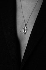 925 Sterling Silver Matte Oxidized Petroglyph Oval Curb Necklace