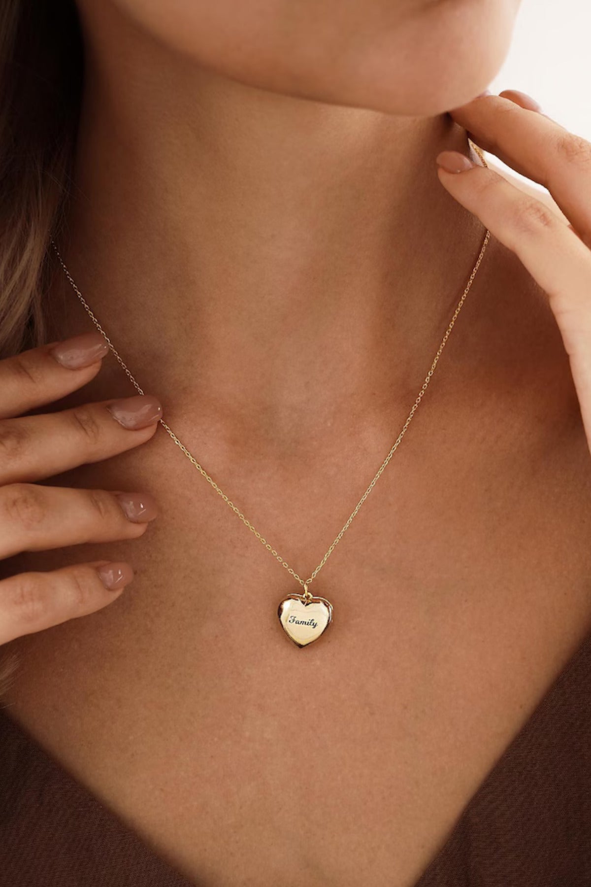 14 K Gold Kaplama 925 Ayar Gümüş Kişiselleştirilebilir Kalp Kapaklı Kolye