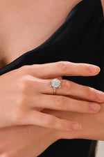 14K White Gold Plated 925 Sterling Silver Daisy Spinner Ring