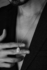 925 Sterling Silver Oxidized Oval Hieroglyph Forse Necklace