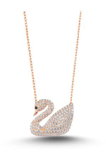 14 K Rose Gold Kaplama 925 Ayar Gümüş Kuğu Kolye