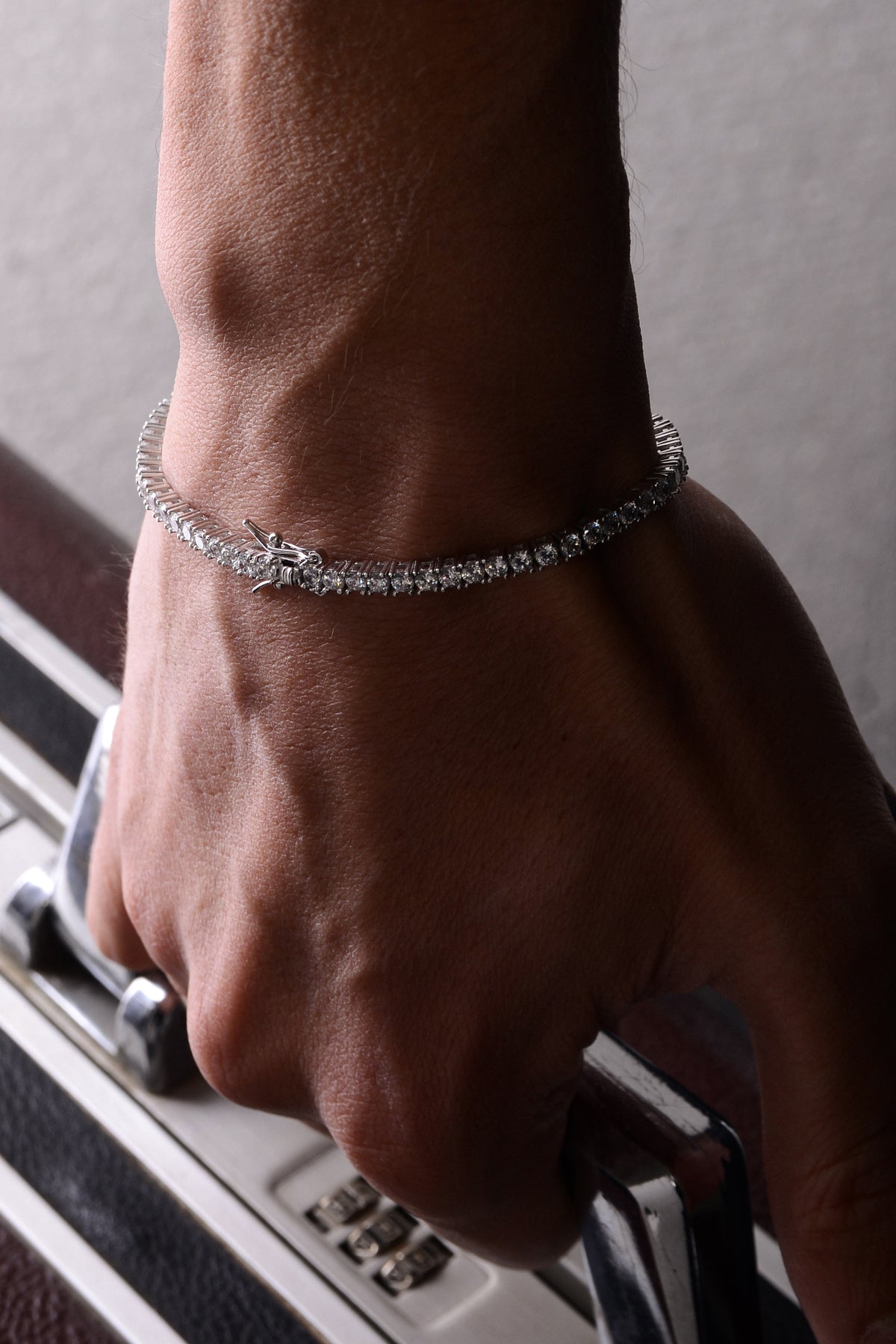 14K White Gold Plated 925 Sterling Silver Tennis Link Bracelet