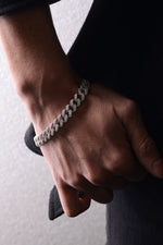 14 K White Gold Kaplama 925 Ayar Gümüş Miami Cuban Zirkon Bileklik