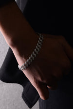 14 K White Gold Kaplama 925 Ayar Gümüş Miami Cuban Zirkon Bileklik