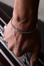 14 K White Gold Kaplama 925 Ayar Gümüş İri Tenis Su Yolu Bileklik