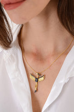 14K Gold Plated 925 Sterling Silver Mystic Topaz Phoenix Necklace