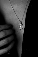 925 Sterling Silver Oxidized Oval Hieroglyph Gourmet Necklace
