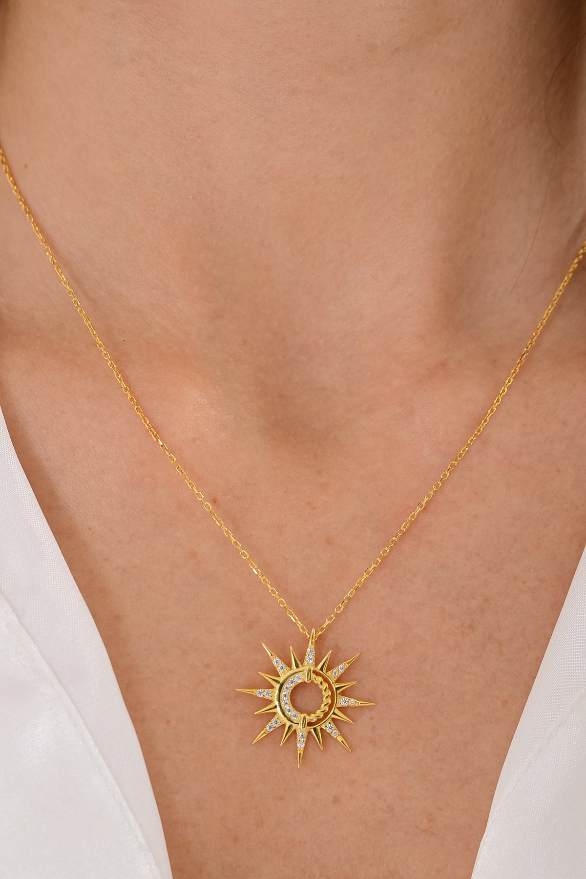 14 K Gold Kaplama 925 Ayar Gümüş Sunshine Kolye