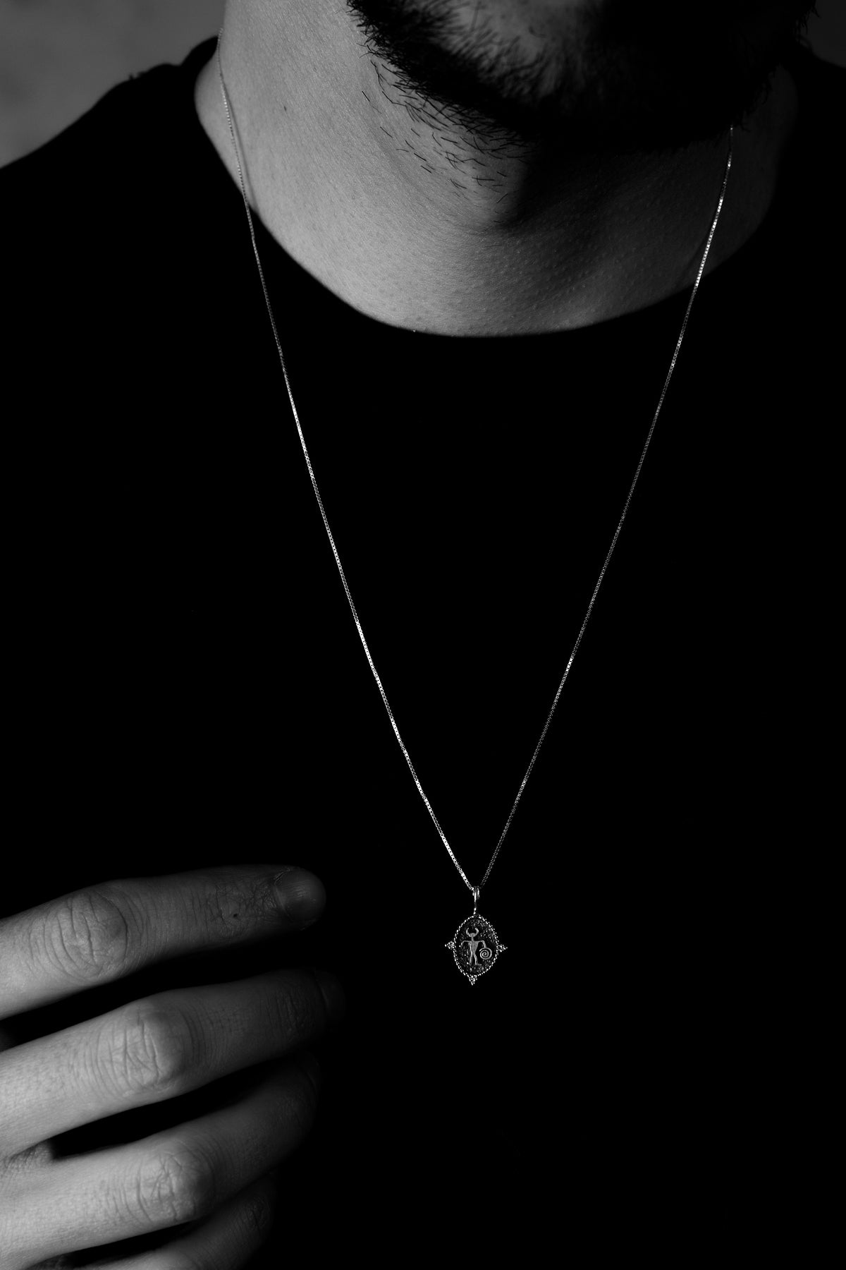925 Sterling Silver Cube Petroglyph Necklace