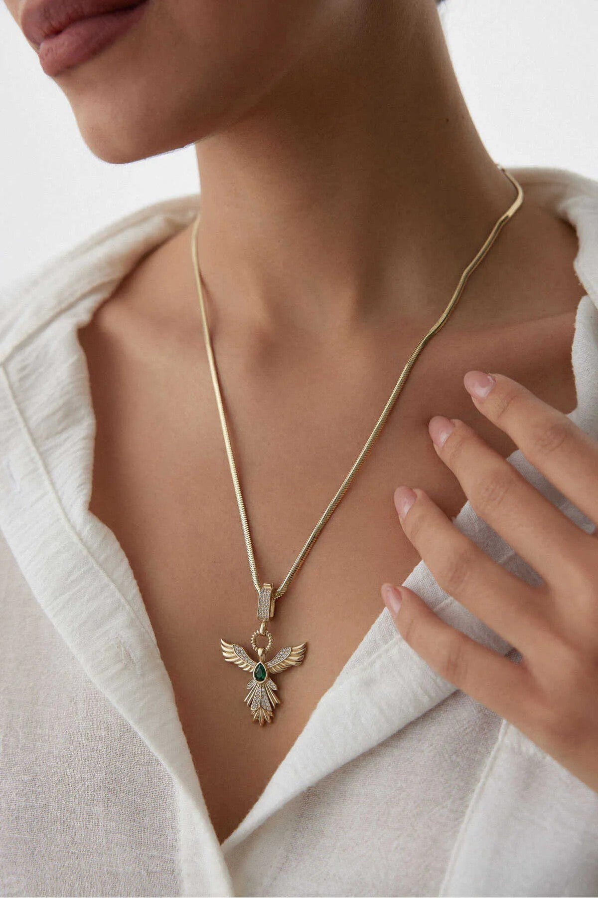 14K Gold Plated 925 Sterling Silver Phoenix Pendant