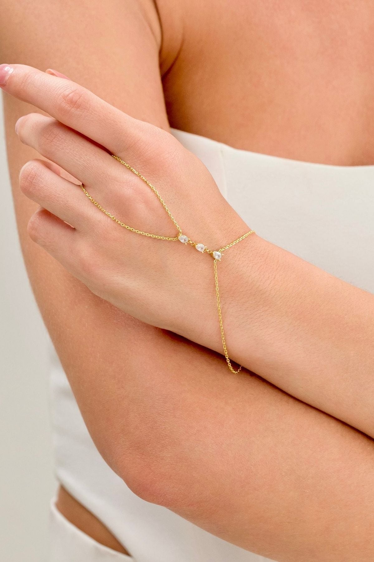 14 K Gold Kaplama 925 Ayar Gümüş Damla Taşlı Şahmeran