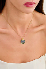 14K Gold Plated 925 Sterling Silver Lapis Evil Eye Necklace