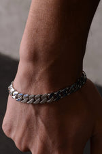 14 K White Gold Kaplama 925 Ayar Gümüş Miami Cuban Bileklik