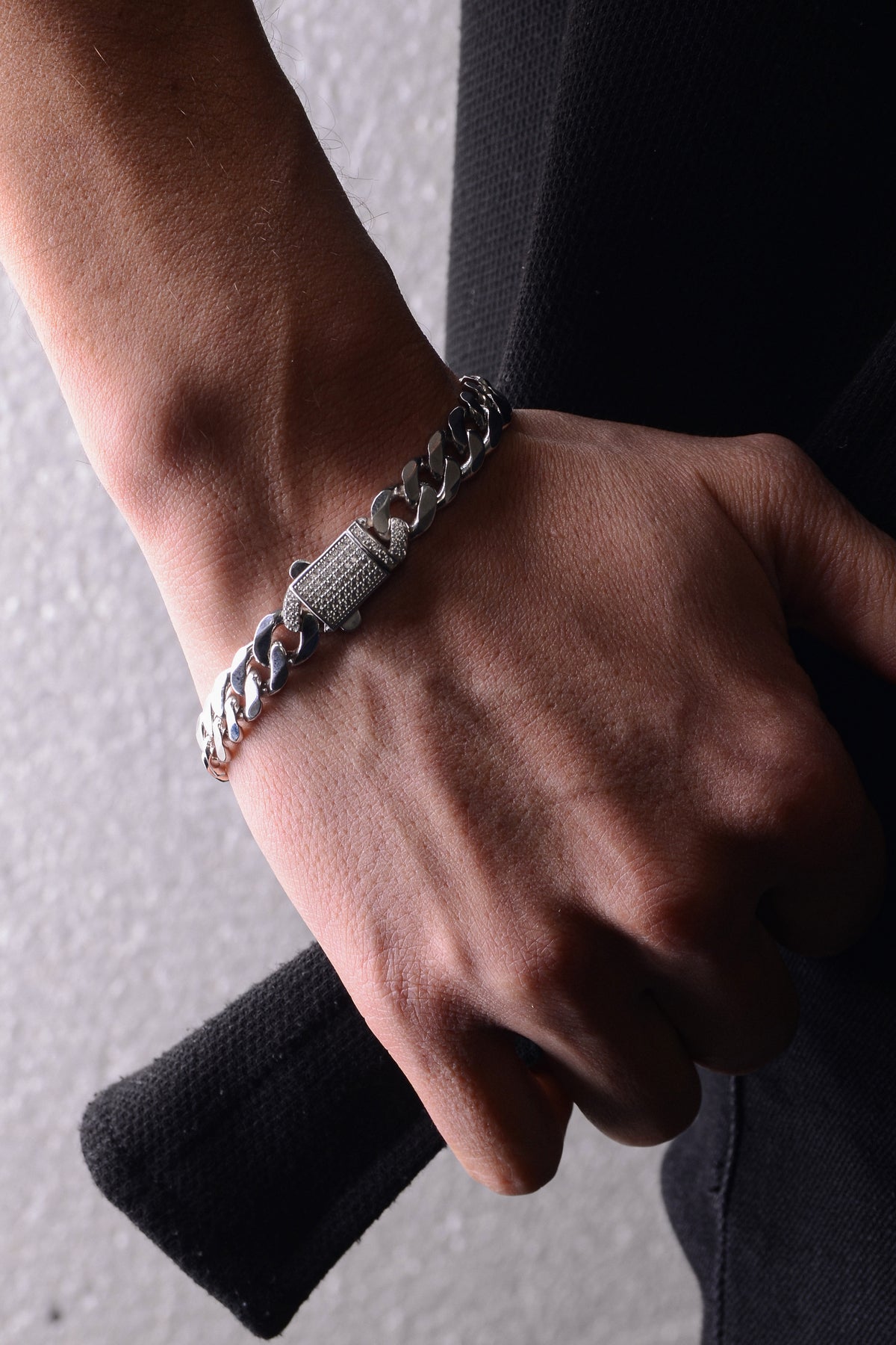 14 K White Gold Kaplama 925 Ayar Gümüş Miami Cuban Bileklik