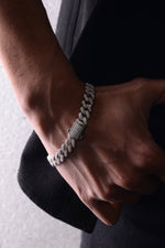 14 K White Gold Kaplama 925 Ayar Gümüş Miami Cuban Zirkon Bileklik