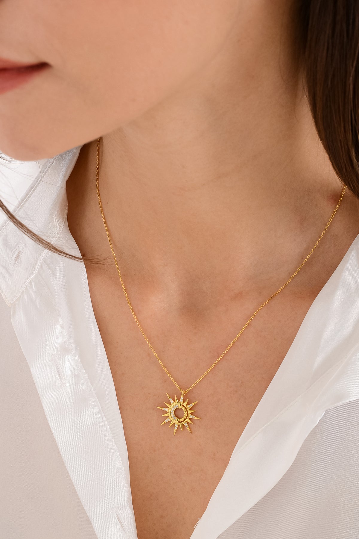 14 K Gold Kaplama 925 Ayar Gümüş Sunshine Kolye