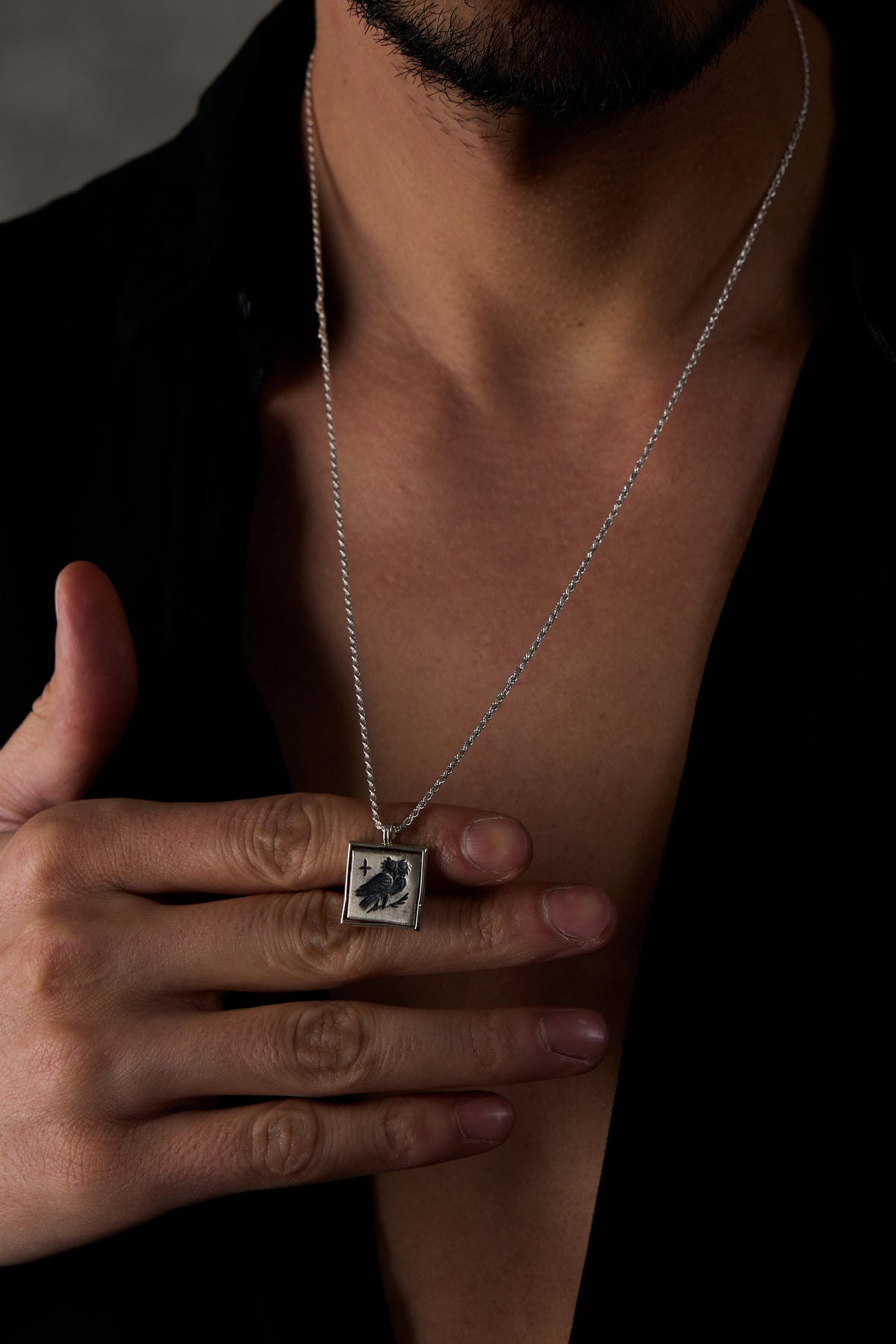 925 Sterling Silver Coin Wise Bird Rope Necklace
