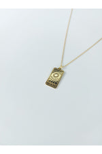 14 K Gold Kaplama 925 Ayar Gümüş Dikdörtgen Tarot Kolye