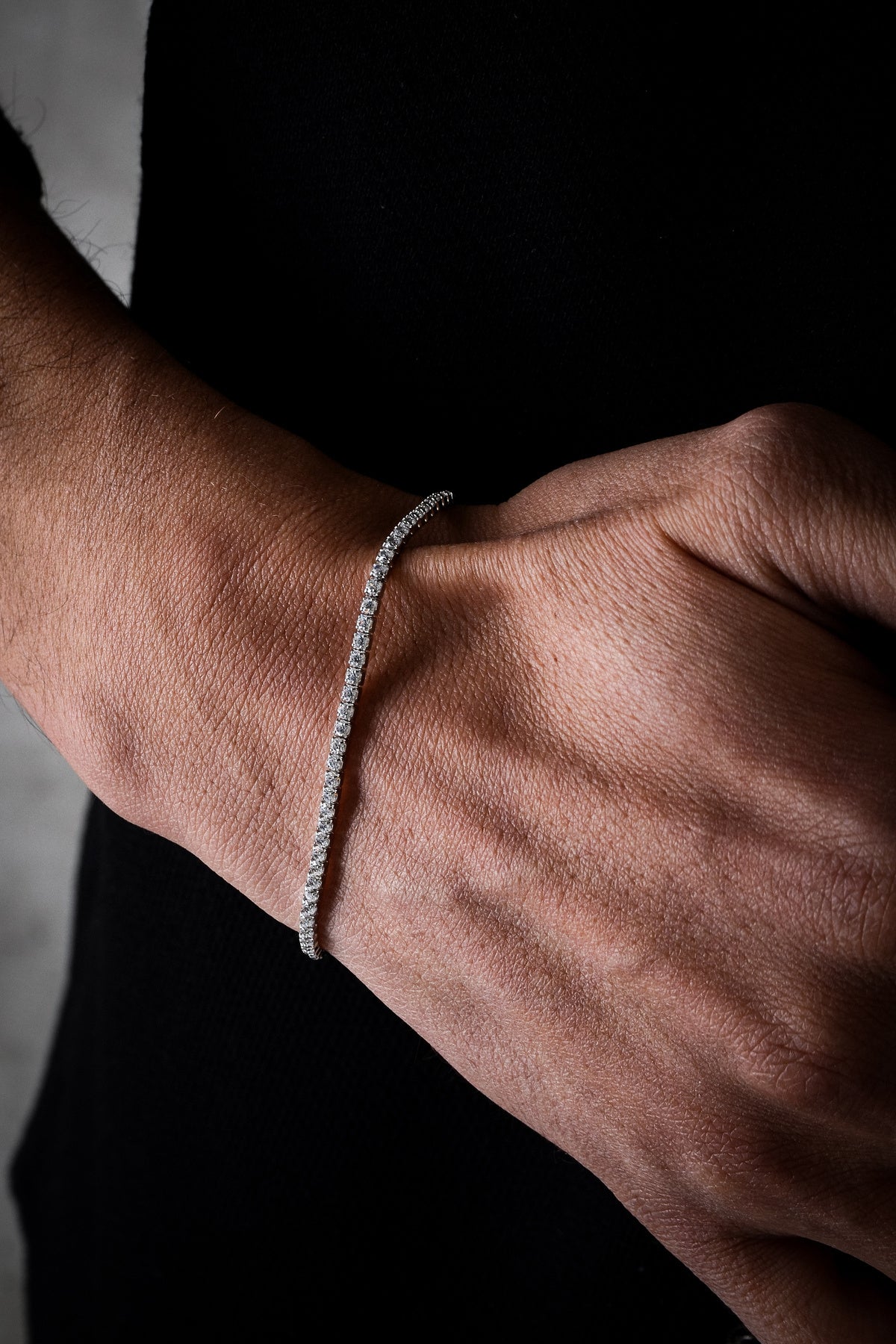 14 K White Gold Kaplama 925 Ayar Gümüş Tenis Su Yolu 2 Mm Bileklik