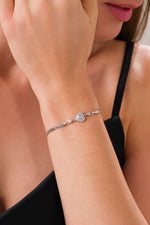 14 K White Gold Kaplama 925 Ayar Gümüş Kalp Bileklik