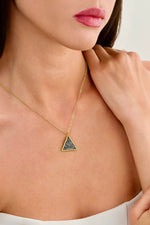 14K Gold Plated 925 Sterling Silver Hieroglyph Triangle Necklace
