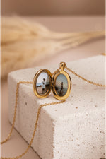 14K Gold Plated 925 Sterling Silver Personalized Oval Locket Necklace