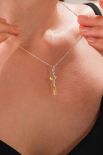 14 K White Gold Kaplama 925 Ayar Sarılan Çift Kolye