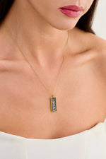 14K Gold Plated 925 Sterling Silver Rectangle 4 Element Necklace