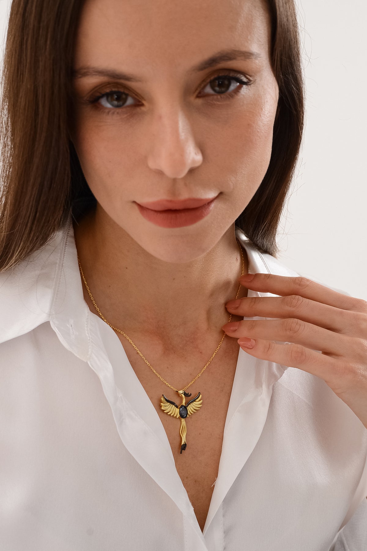 14 K Gold Kaplama 925 Ayar Gümüş Mistik Topaz Anka Kolye