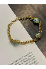 14K Gold Plated 925 Sterling Silver Imported Evil Eye Bracelet